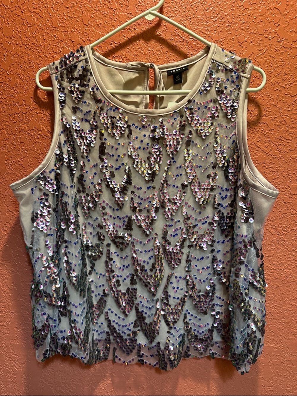 Sequin-shell gunmetal crop top